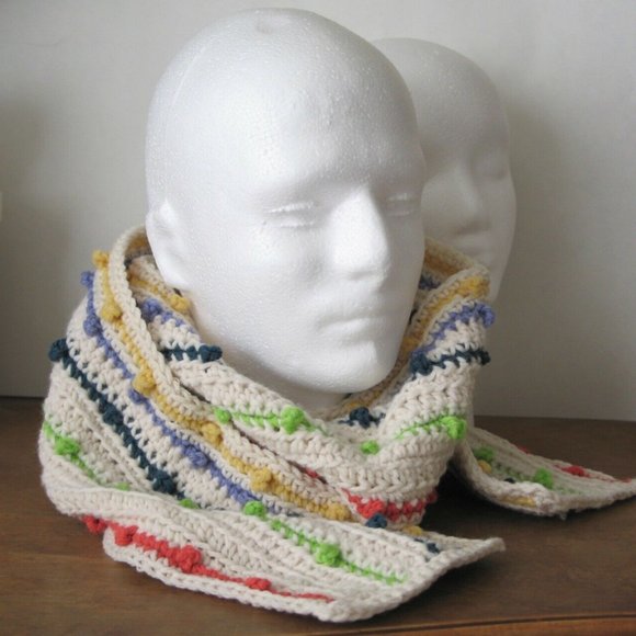 Hand Crafted Accessories - Long Striped Scarf off-white/multicolor men women